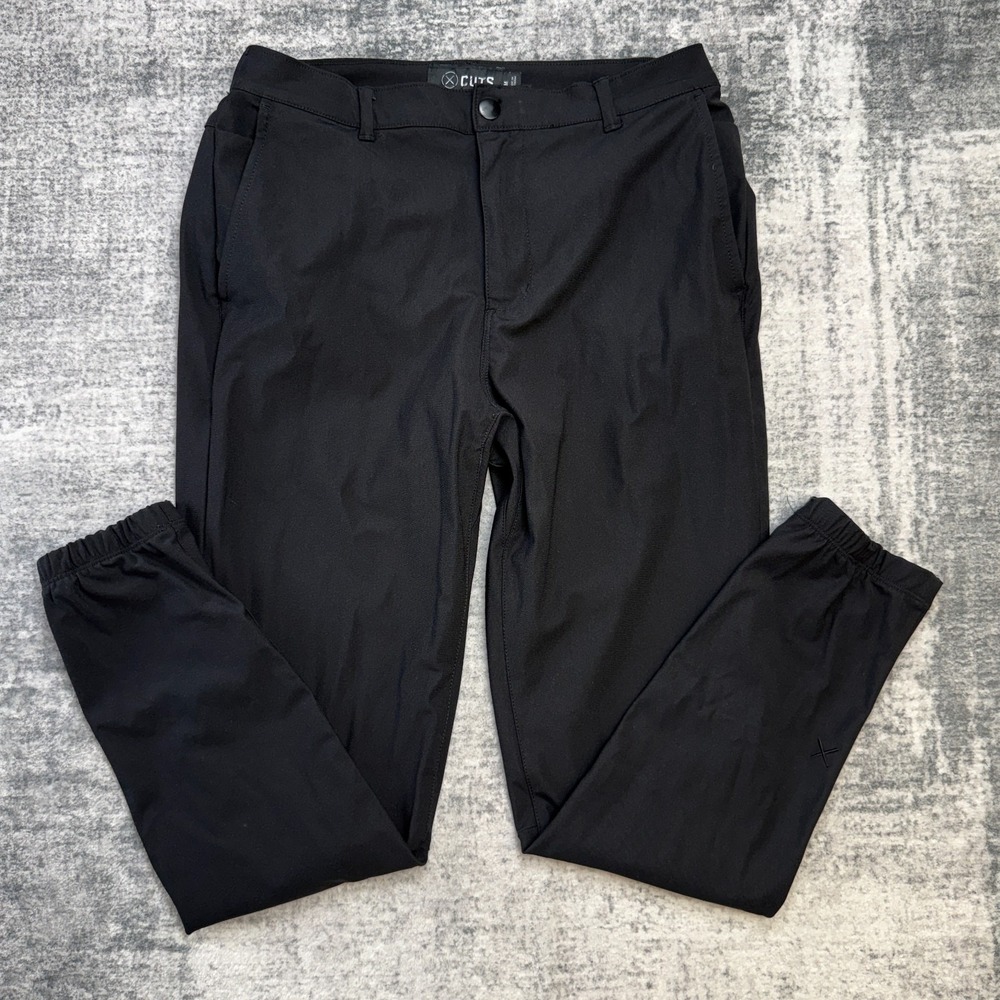 Cuts AO Joggers Mens Medium Black Elastic Waist Tapered Tech Golf Travel 30x27